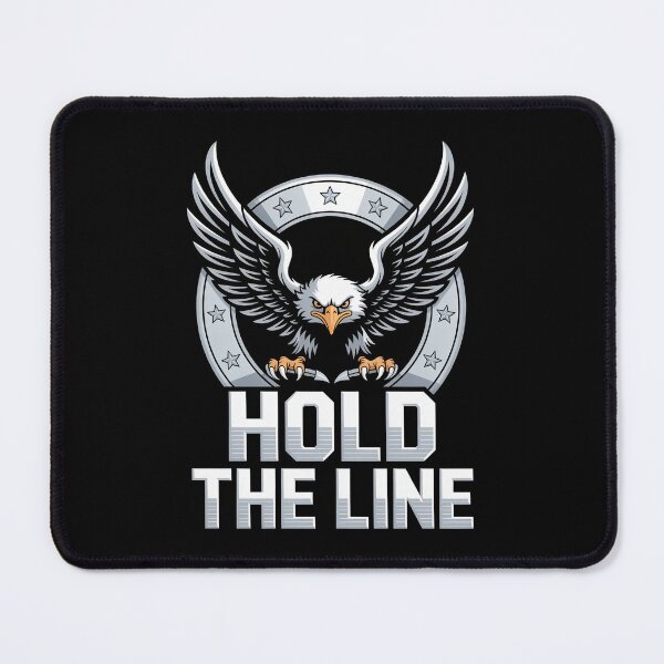 Item preview, Hold The Line – Chrome Eagle Wing Patriotic Badge designed and sold by OldGloryForge.