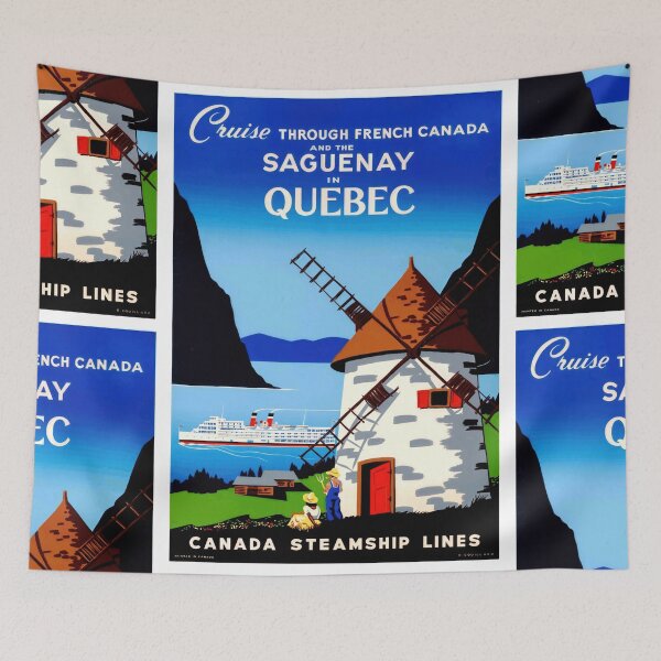 Item preview, Vintage Art Deco Travel Poster | French Canada Cruise | Saguenay Quebec | Canada Steamship Lines | Bold Colors & Scenic Beauty designed and sold by artofuniverse.