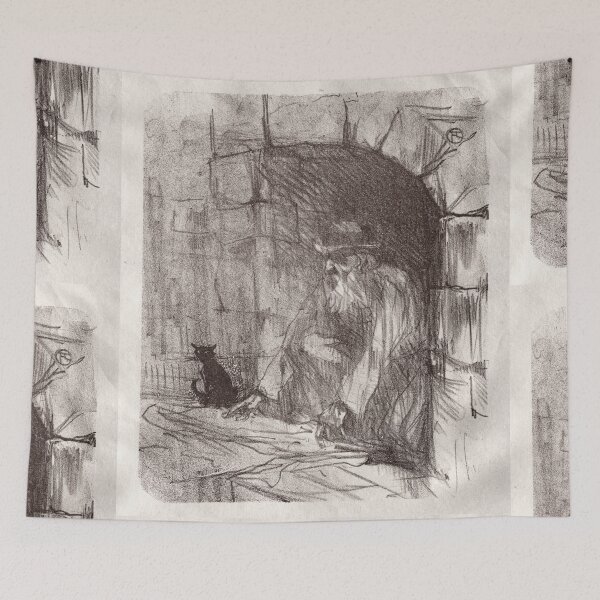 Item preview, Au Pied Du Sinai Une Arriere Boutique a Cracovie by Henri de Toulouse-Lautrec | Mysterious Cat Poster Art designed and sold by artofuniverse.