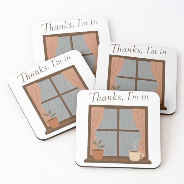 Item preview, Thanks Im In Cozy Introvert Rainy Window Aesthetic Print designed and sold by Notecrea.
