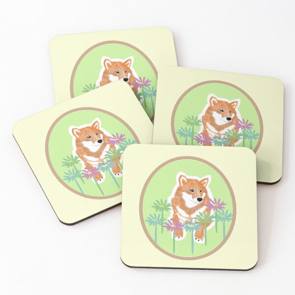 Item preview, Red Shiba Inu in a frame - green designed and sold by ShibaCruise-On.