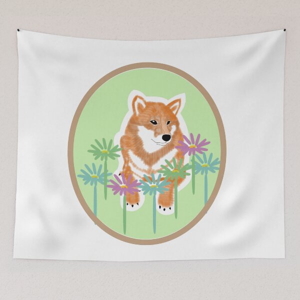 Item preview, Red Shiba Inu in a frame - green designed and sold by ShibaCruise-On.