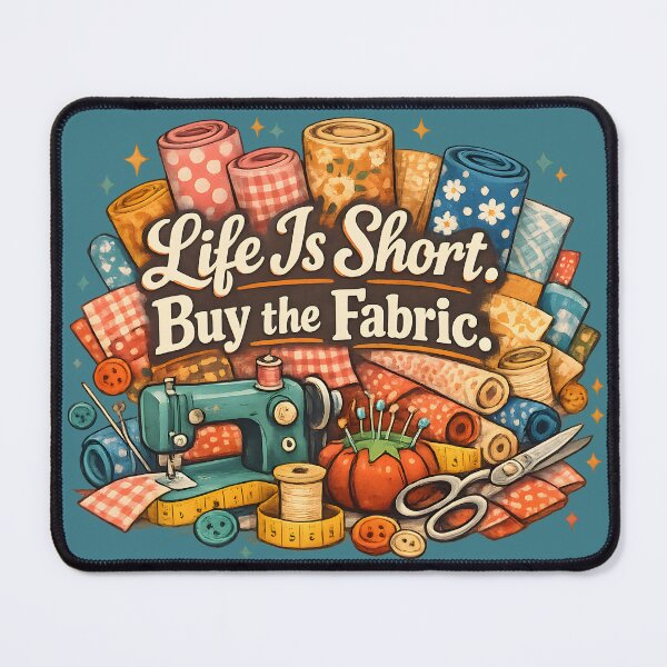 Item preview, Life Is Short Buy the Fabric – Cute Sewing & Quilting Watercolor Design designed and sold by blankTeeShirt.
