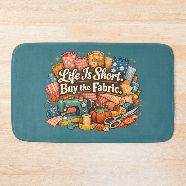 Item preview, Life Is Short Buy the Fabric – Cute Sewing & Quilting Watercolor Design designed and sold by blankTeeShirt.