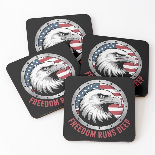 Item preview, Freedom Runs Deep – Steel Eagle Head Patriotic Badge designed and sold by OldGloryForge.