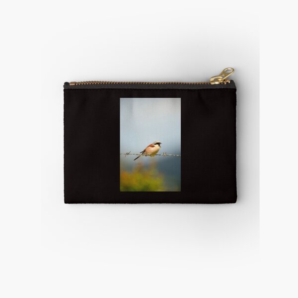 Item preview, Red Backed Shrike Perched on Barbed Wire Singing in Nature designed and sold by onubi.