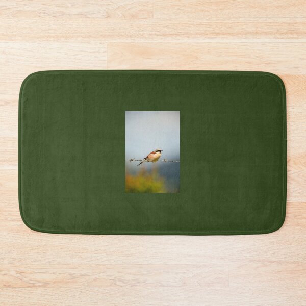 Item preview, Red Backed Shrike Perched on Barbed Wire Singing in Nature designed and sold by onubi.