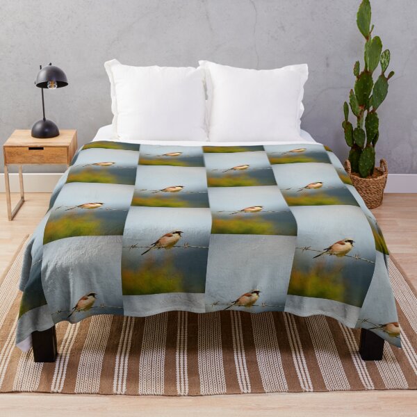 Item preview, Red Backed Shrike Perched on Barbed Wire Singing in Nature designed and sold by onubi.