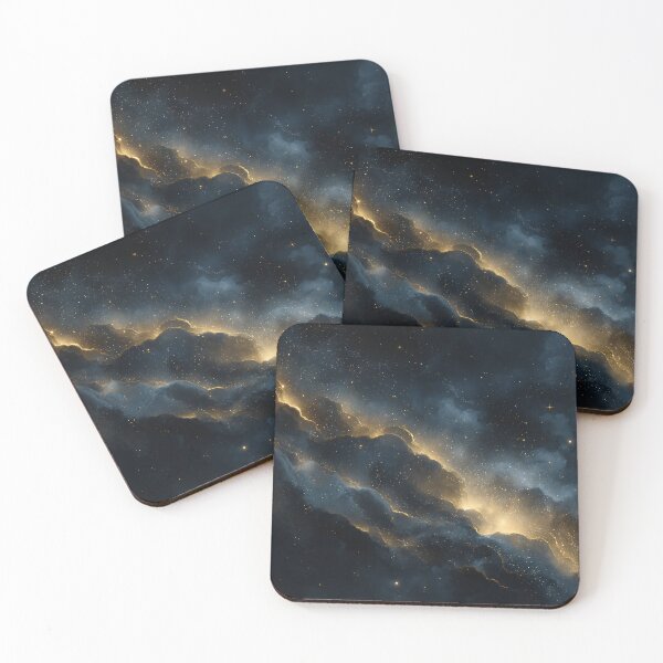 Item preview, Dark Galaxy Nebula Golden Starfield Cosmic Space Art designed and sold by Faithlines.