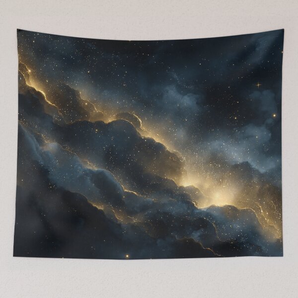 Item preview, Dark Galaxy Nebula Golden Starfield Cosmic Space Art designed and sold by Faithlines.