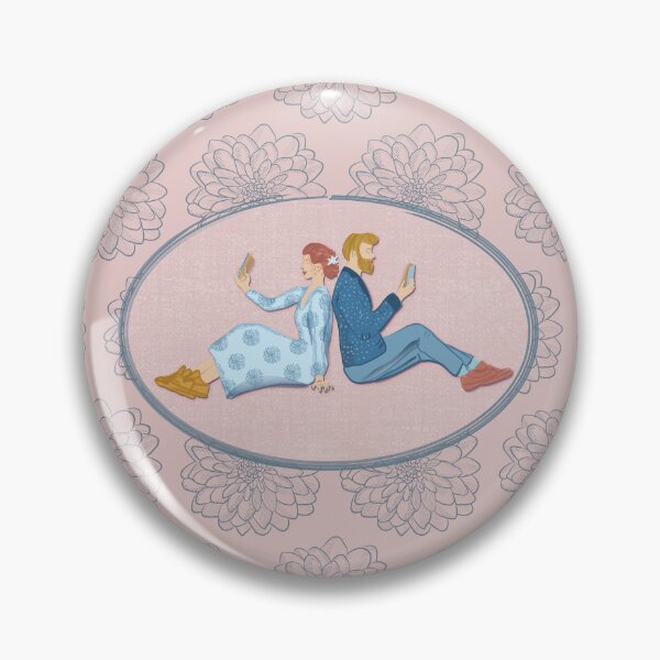 Item preview, Couple with mobile phone, soft pink background designed and sold by WONDERPRINTVALLEY.
