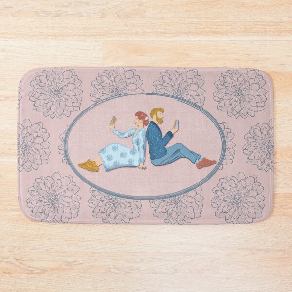 Item preview, Couple with mobile phone, soft pink background designed and sold by WONDERPRINTVALLEY.