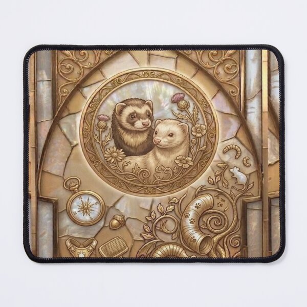 Item preview, Golden Art Nouveau Ferret Illustration designed and sold by BriSher.