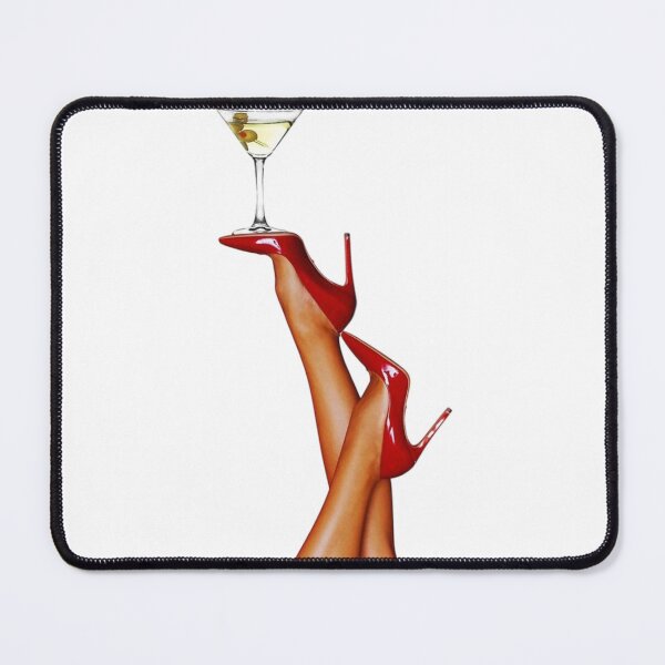Item preview, Red High Heels Holding Martini Glass Vintage Cocktail Art designed and sold by Mustangana.