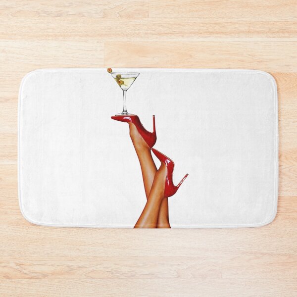 Item preview, Red High Heels Holding Martini Glass Vintage Cocktail Art designed and sold by Mustangana.