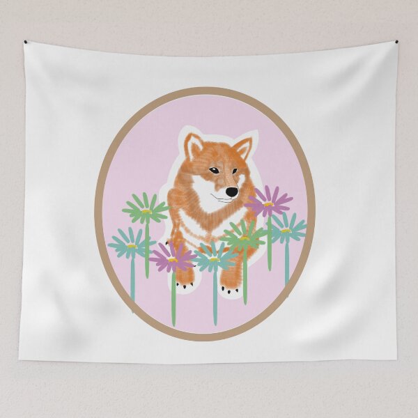 Item preview, Red Shiba Inu in a frame - pink designed and sold by ShibaCruise-On.