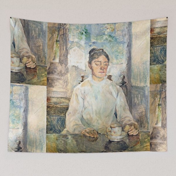 Item preview, Breakfast at the Château De Malromé by Henri de Toulouse-Lautrec, Vintage Post-Impressionist Café Portrait Art Print designed and sold by artofuniverse.