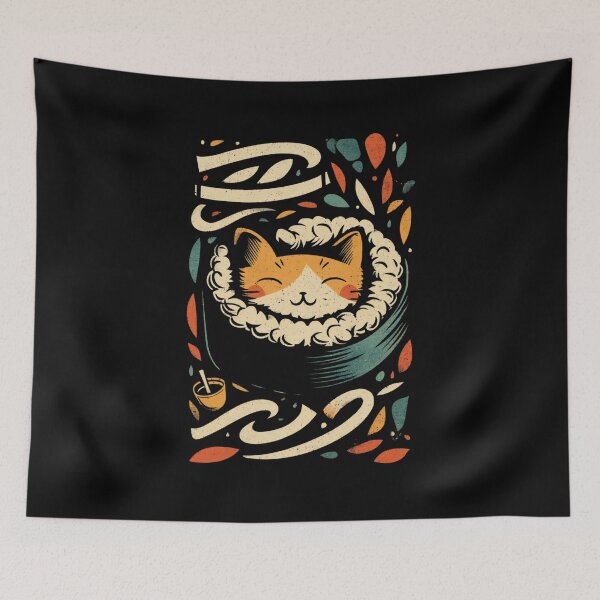 Item preview, Sushi Cat Kawaii Japanese Food Illustration  designed and sold by Blurbean.