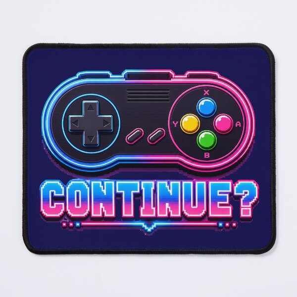 Item preview, Continue Question Mark Neon Retro Gaming Design designed and sold by Fangtasia77.