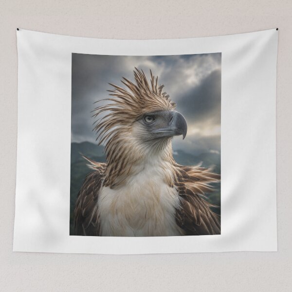 Item preview, Majestic Philippine Eagle Portrait – Windswept Haribon Wildlife Art designed and sold by MarekoraStudio.