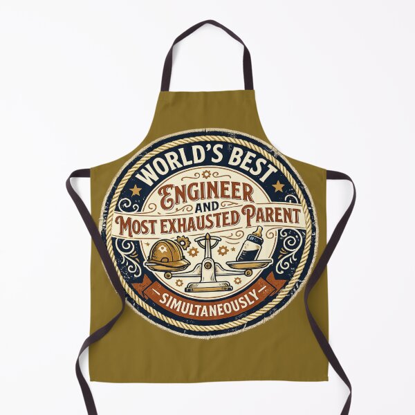 Item preview, World's Best Engineer and Most Exhausted Parent – Funny Vintage Badge | Engineer Dad Mom Gift designed and sold by irfanshikh.