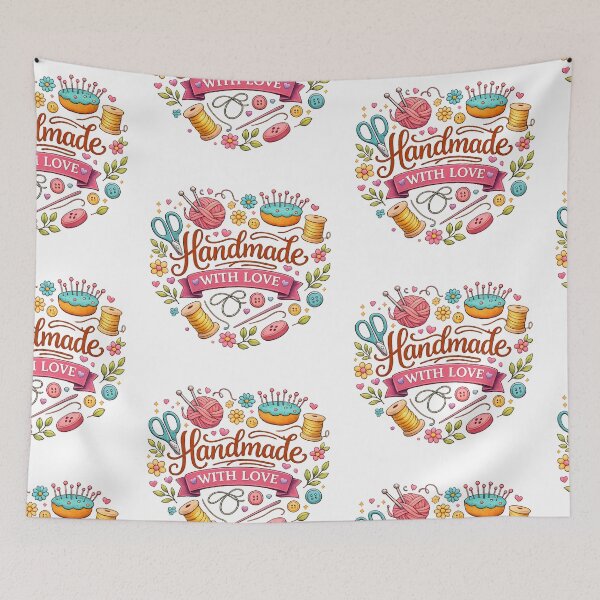 Item preview, Handmade With Love Sewing & Craft Illustration designed and sold by blankTeeShirt.
