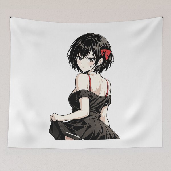 Item preview, Cute Anime Girl Back View – Minimalist Japanese Aesthetic designed and sold by YamiSociety.