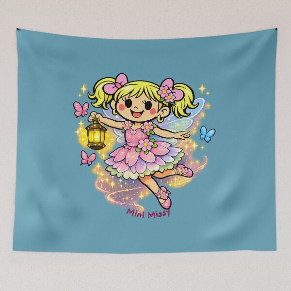 Item preview, Mini Missy Magical Fairy – Cute Pastel Winged Girl with Glowing Lantern designed and sold by Black Signal.