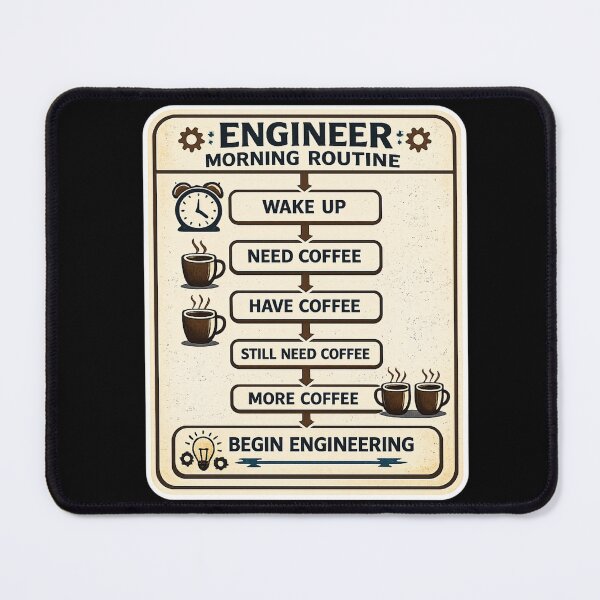 Item preview, Engineer Morning Routine Flow Chart – Funny Coffee Infographic Art | Engineer Coffee Gift designed and sold by irfanshikh.