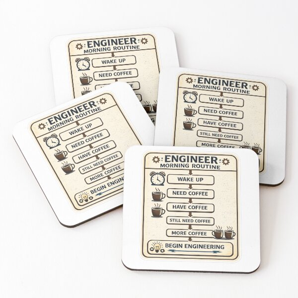 Item preview, Engineer Morning Routine Flow Chart – Funny Coffee Infographic Art | Engineer Coffee Gift designed and sold by irfanshikh.