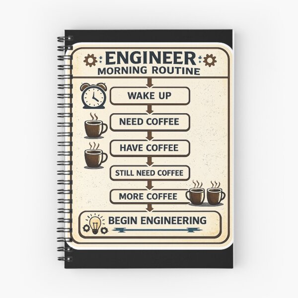 Item preview, Engineer Morning Routine Flow Chart – Funny Coffee Infographic Art | Engineer Coffee Gift designed and sold by irfanshikh.