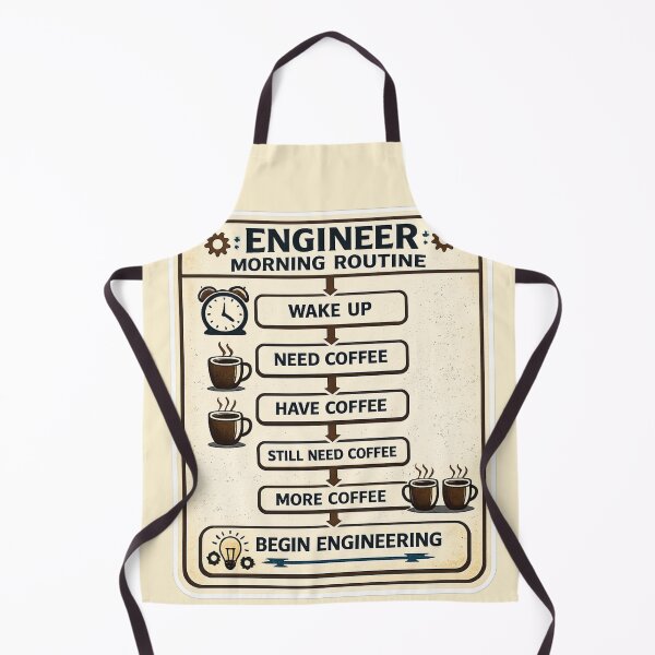 Item preview, Engineer Morning Routine Flow Chart – Funny Coffee Infographic Art | Engineer Coffee Gift designed and sold by irfanshikh.