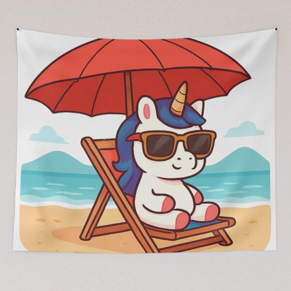 Item preview, Cute Beach Unicorn – Kawaii Summer Vacation Cartoon Design designed and sold by All-About-Life.