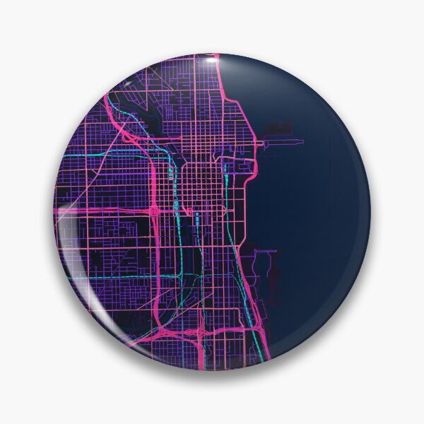 Item preview, Neon Style Map of Chicago, USA designed and sold by Enea Kelo.