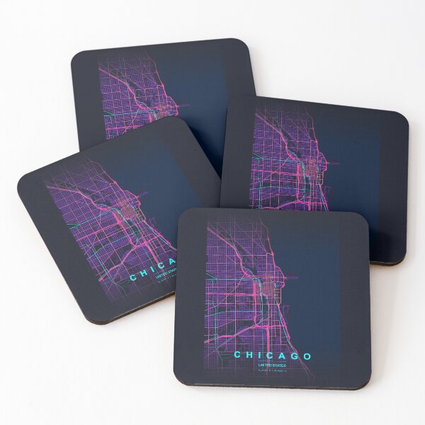 Item preview, Neon Style Map of Chicago, USA designed and sold by Enea Kelo.