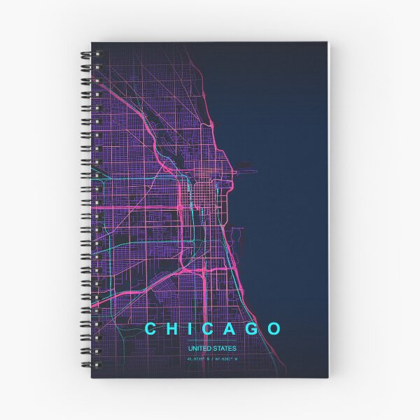 Item preview, Neon Style Map of Chicago, USA designed and sold by Enea Kelo.