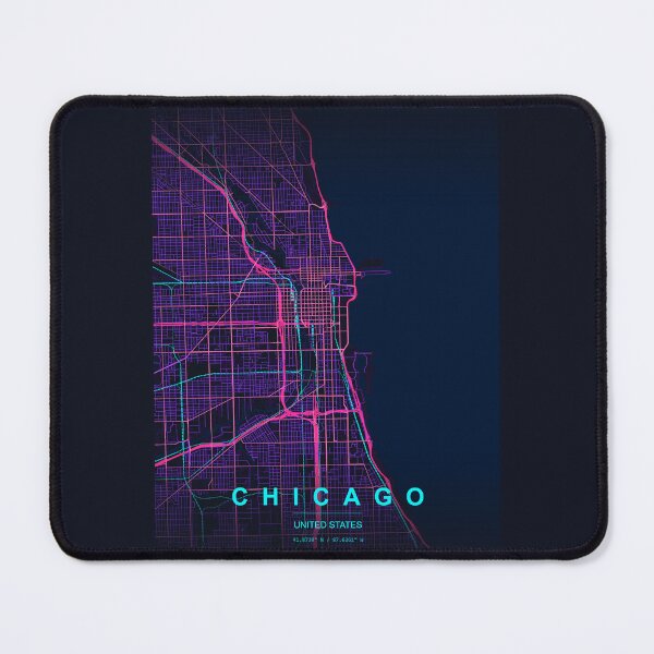 Item preview, Neon Style Map of Chicago, USA designed and sold by Enea Kelo.