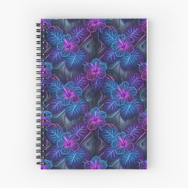 Item preview, Futuristic Neon Tropical Botanical | Cyberpunk Hibiscus & Monstera Pattern designed and sold by warayut.