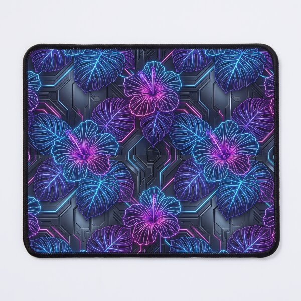 Item preview, Futuristic Neon Tropical Botanical | Cyberpunk Hibiscus & Monstera Pattern designed and sold by warayut.