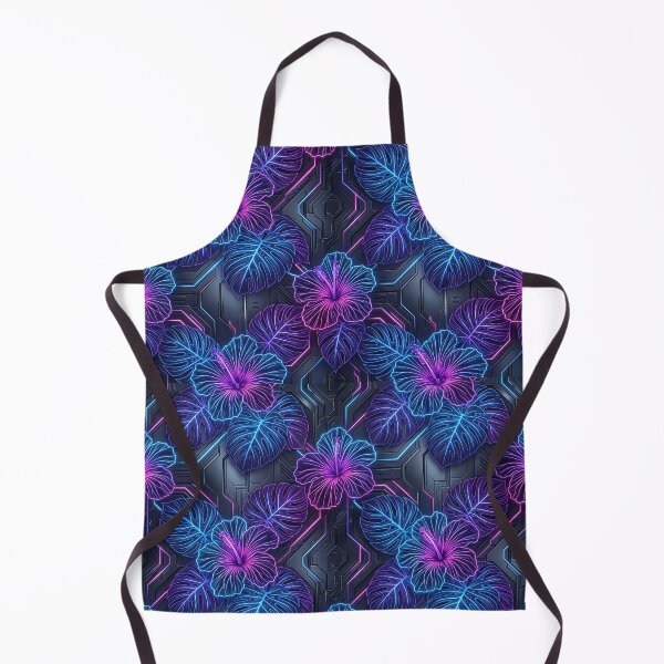 Item preview, Futuristic Neon Tropical Botanical | Cyberpunk Hibiscus & Monstera Pattern designed and sold by warayut.