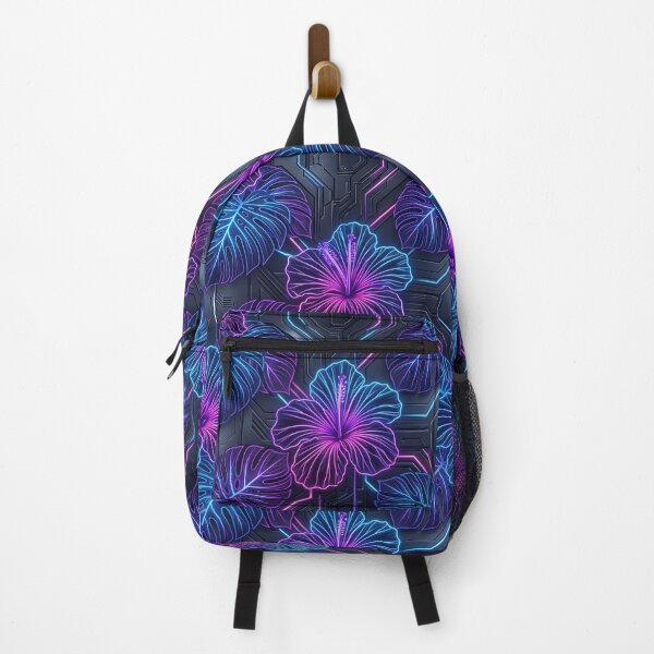 Item preview, Futuristic Neon Tropical Botanical | Cyberpunk Hibiscus & Monstera Pattern designed and sold by warayut.