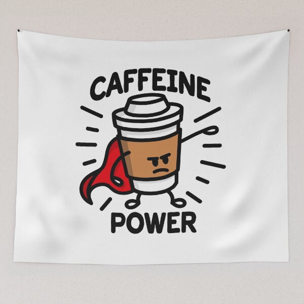 Item preview, Caffeine power superhero coffee lovers cartoon designed and sold by LaundryFactory.