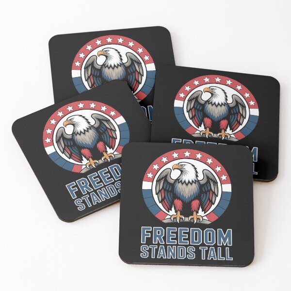 Item preview, Freedom Stands Tall – Upright Steel Eagle Patriotic Badge designed and sold by OldGloryForge.