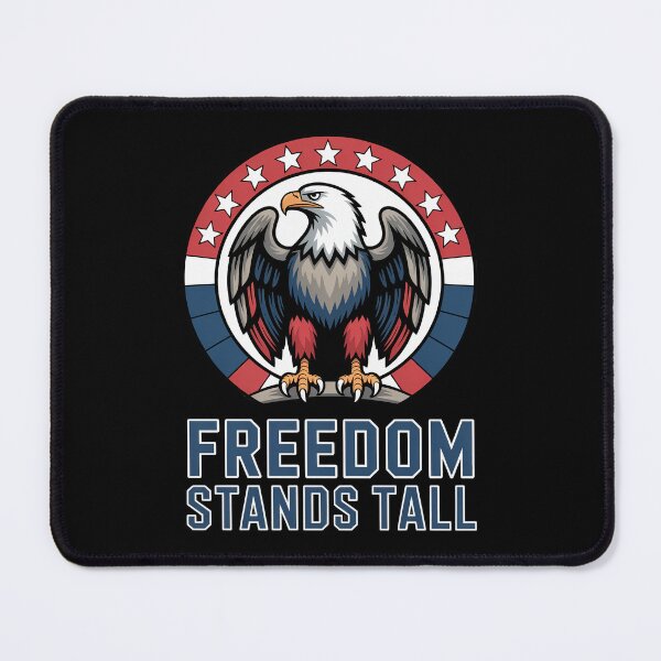 Item preview, Freedom Stands Tall – Upright Steel Eagle Patriotic Badge designed and sold by OldGloryForge.