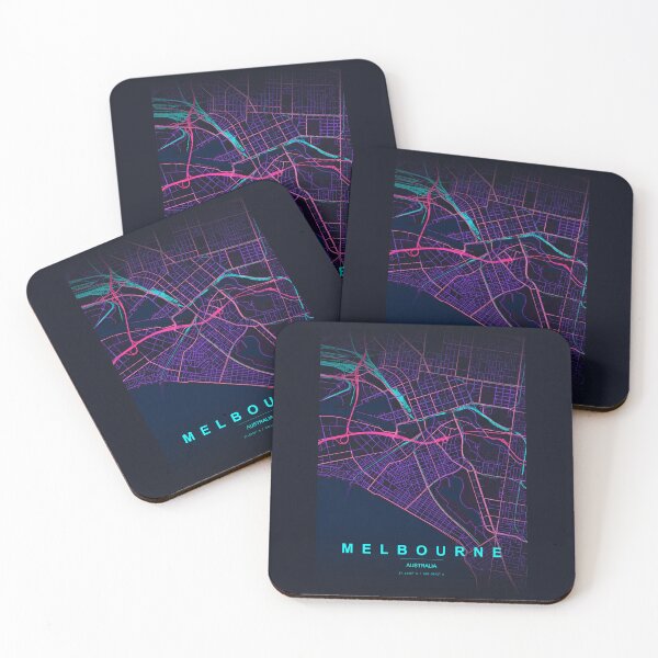 Item preview, Neon Style Map of Melbourne, Australia designed and sold by Enea Kelo.