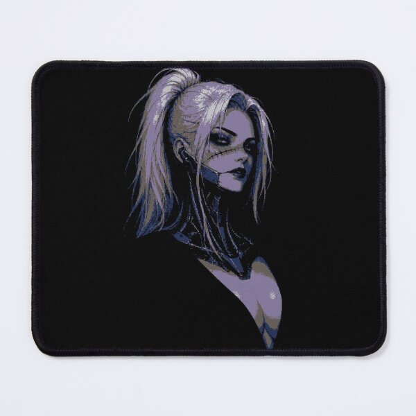 Item preview, Pixel Art Stitched Cybernetic Girl – Cyberpunk Portrait designed and sold by aoto@nexusnode.