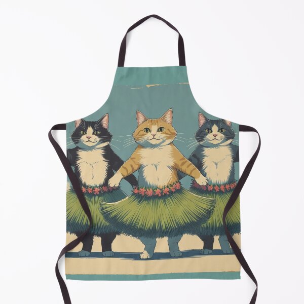 Item preview, Funny Hula Cats Trio – Tropical Vintage Kitty Illustration designed and sold by LEO'S CREATURE れおずくりーちゃー.