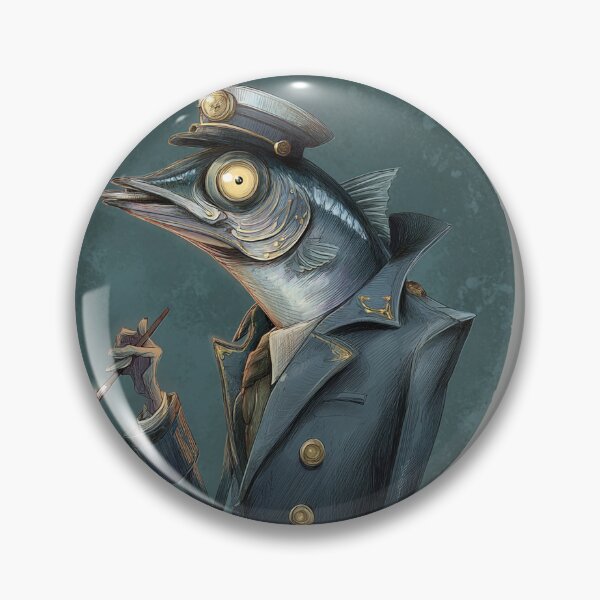 Item preview, Surreal Fish Captain Smoking Cigarette Vintage Illustration designed and sold by onubi.