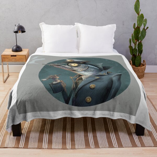 Item preview, Surreal Fish Captain Smoking Cigarette Vintage Illustration designed and sold by onubi.