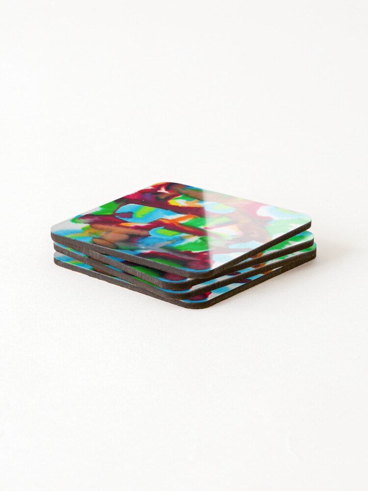 Thumbnail 4 of 5, Coasters (Set of 4), Script — Large Format Abstract Watercolour designed and sold by RishabhKapoor.